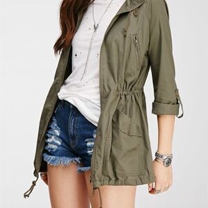 Forever 21 Green Utility Jacket with Drawstring Waist M